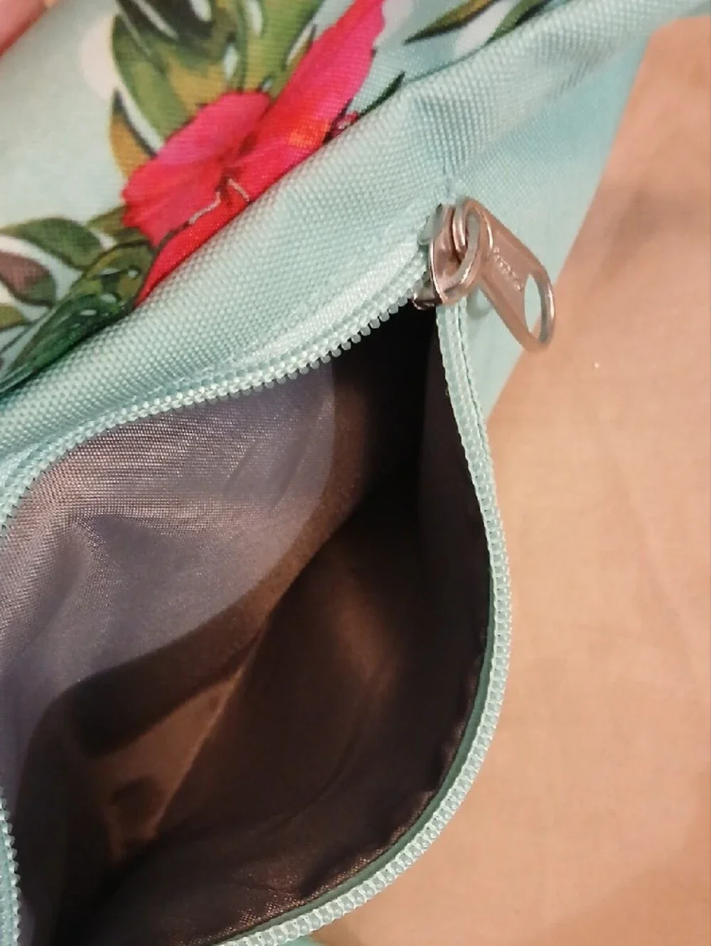 Dickies Mint Green Crossbody Bag with Red Floral Print